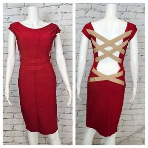 Mac Duggal Red Bodycon Open Back Dress